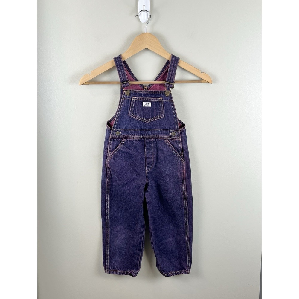 Guess By Georges Marciano Vtg Denim Overalls Purple Girls‎ 4T  70's/80's RARE